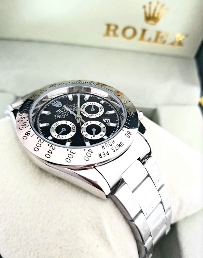Rolex Daytona Plateado Fondo Negro