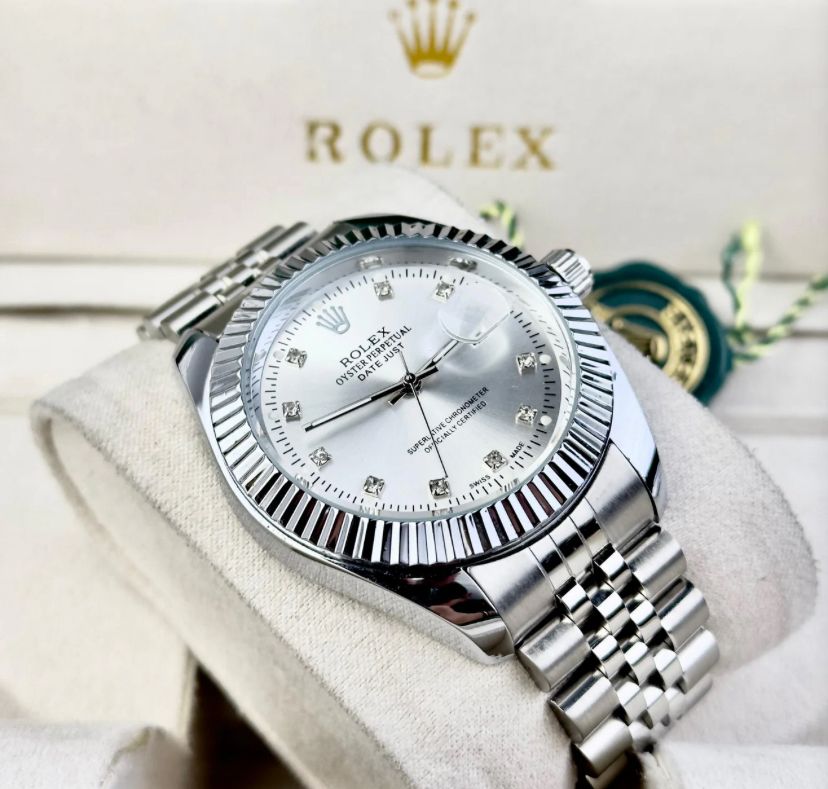 Rolex President Plateado Fondo Blanco (Dama)